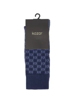 Granatowe skarpety męskie w monogramy KAZAR