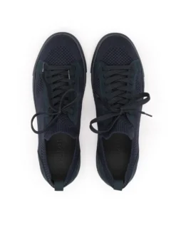 Granatowe sneakersy z tkaniny i nubuku ze ściągaczem skarpetkowym