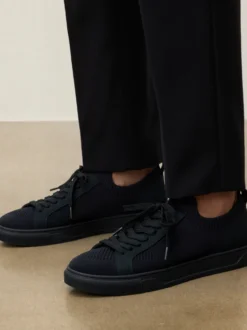 Granatowe sneakersy z tkaniny i nubuku ze ściągaczem skarpetkowym