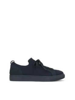 Granatowe sneakersy z tkaniny i nubuku ze ściągaczem skarpetkowym