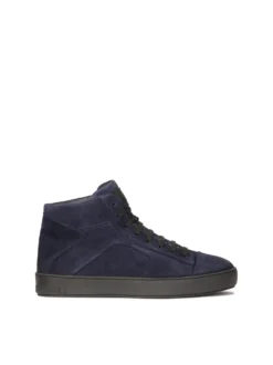 Granatowe sneakersy z wysoką sznurowaną cholewką