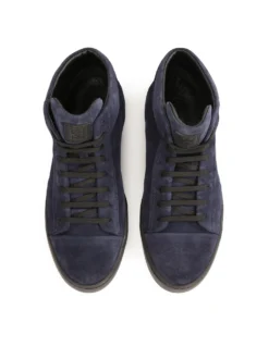 Granatowe sneakersy z wysoką sznurowaną cholewką