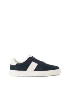 Granatowo-białe sneakersy z zamszu