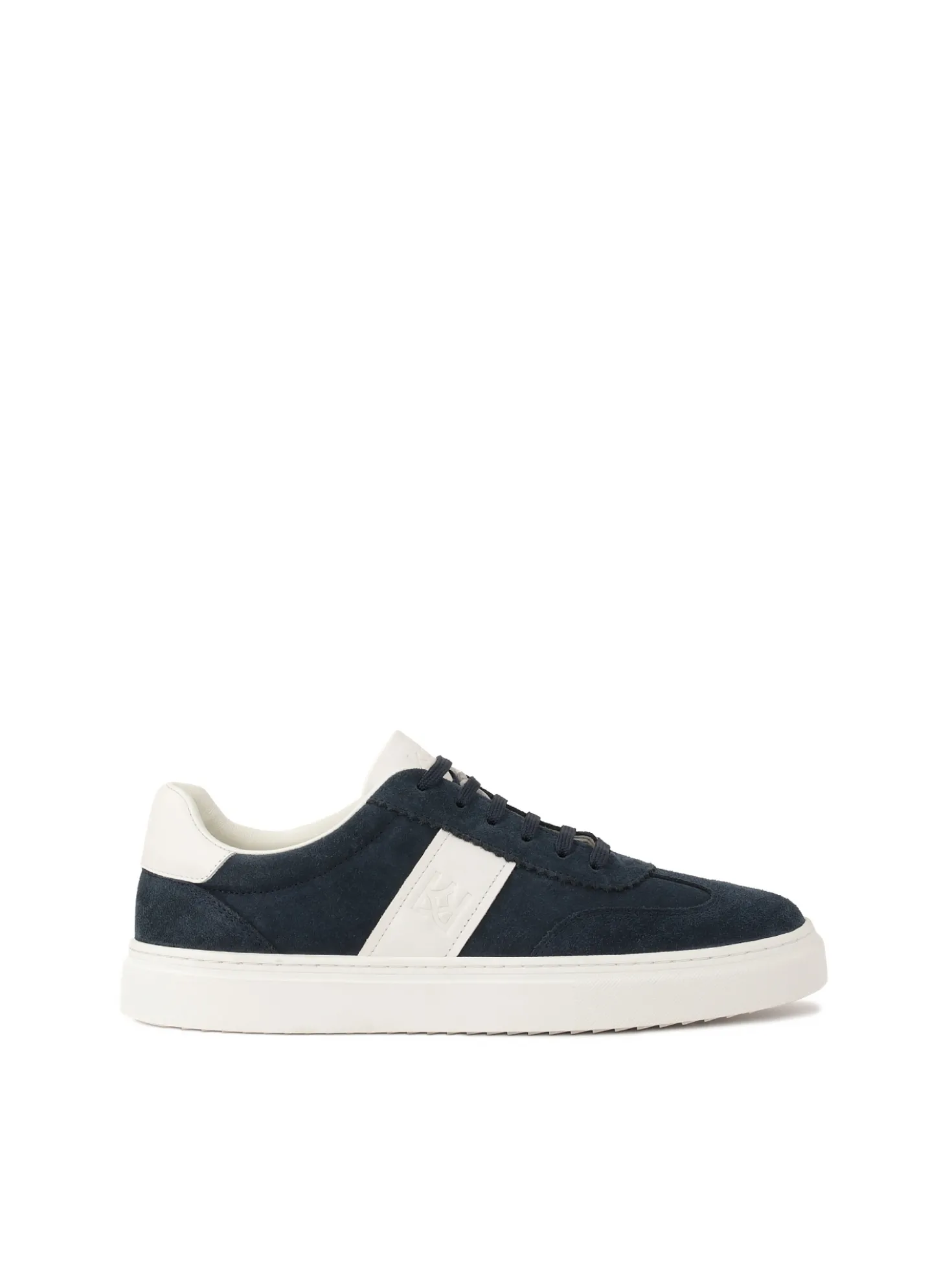 Granatowo-białe sneakersy z zamszu