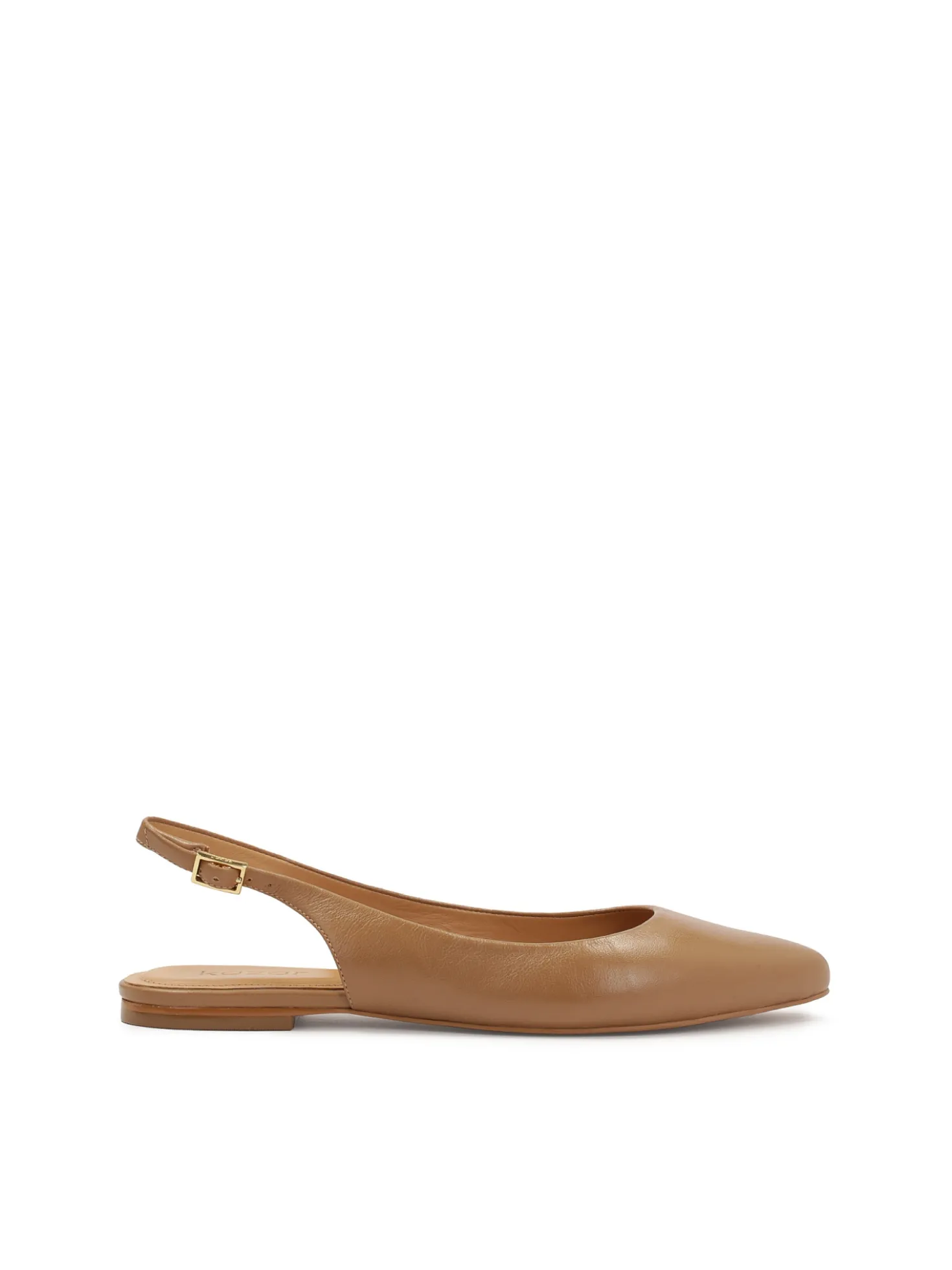 Jasnobrązowe płaskie czółenka slingback