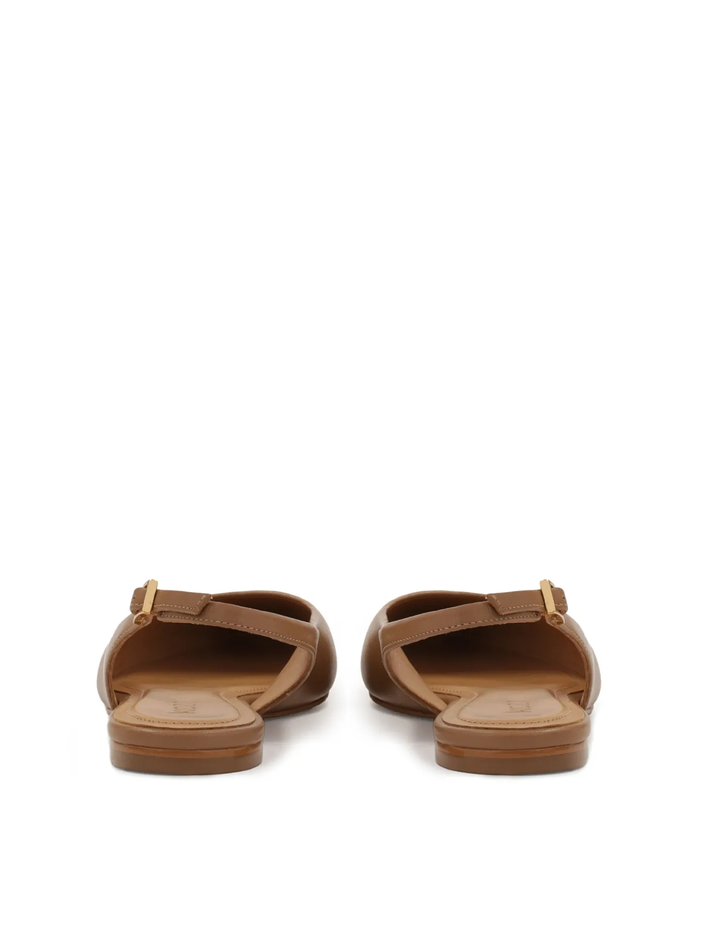 Jasnobrązowe płaskie czółenka slingback