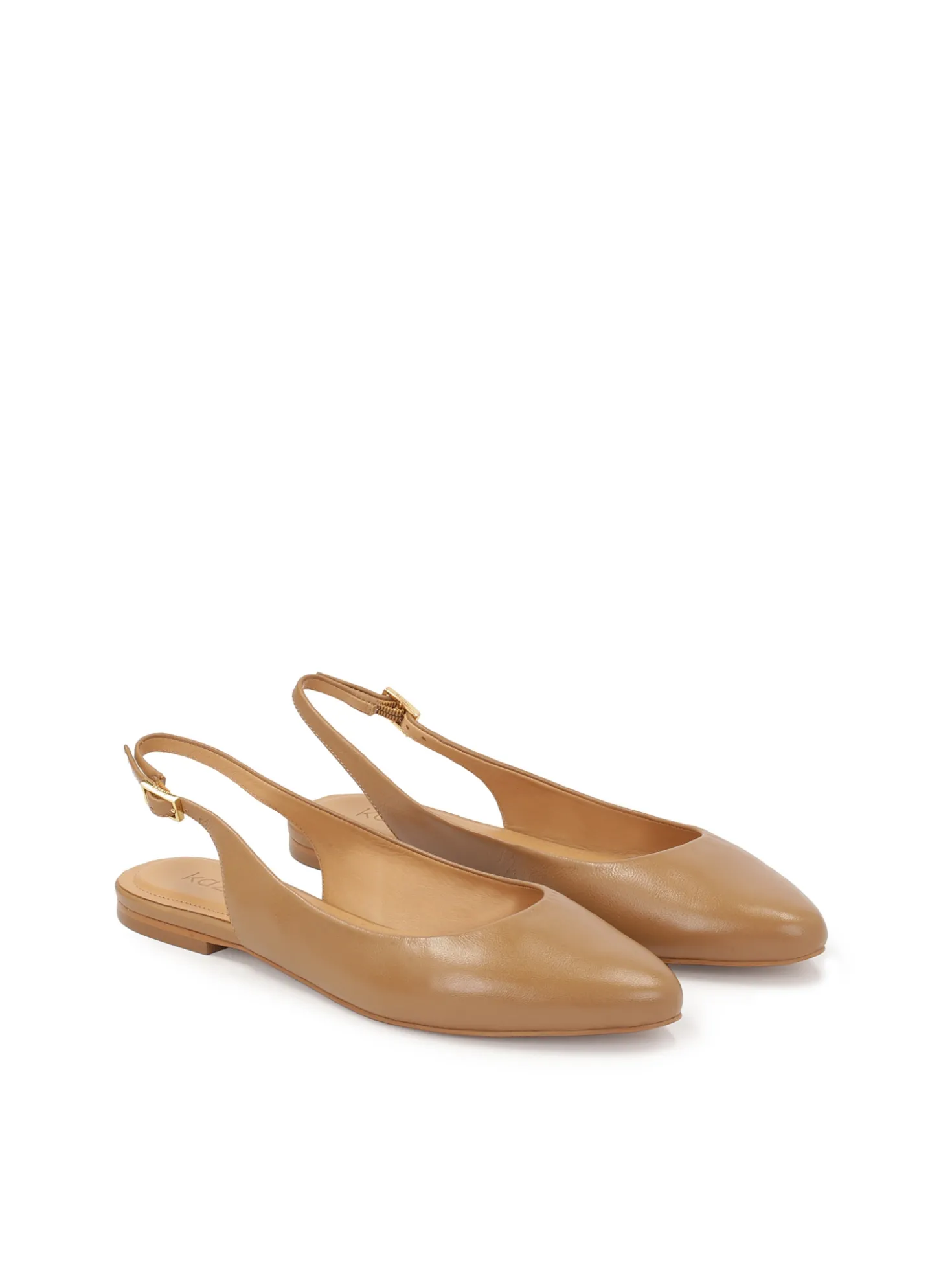 Jasnobrązowe płaskie czółenka slingback
