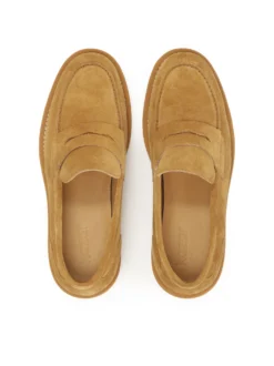 Jasnobrązowe zamszowe półbuty slip-on