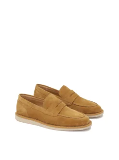 Jasnobrązowe zamszowe półbuty slip-on