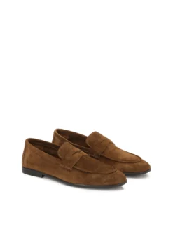 Klasyczne brązowe loafersy z zamszu