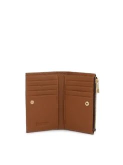 Kompaktowy brązowy portfel w monogramy