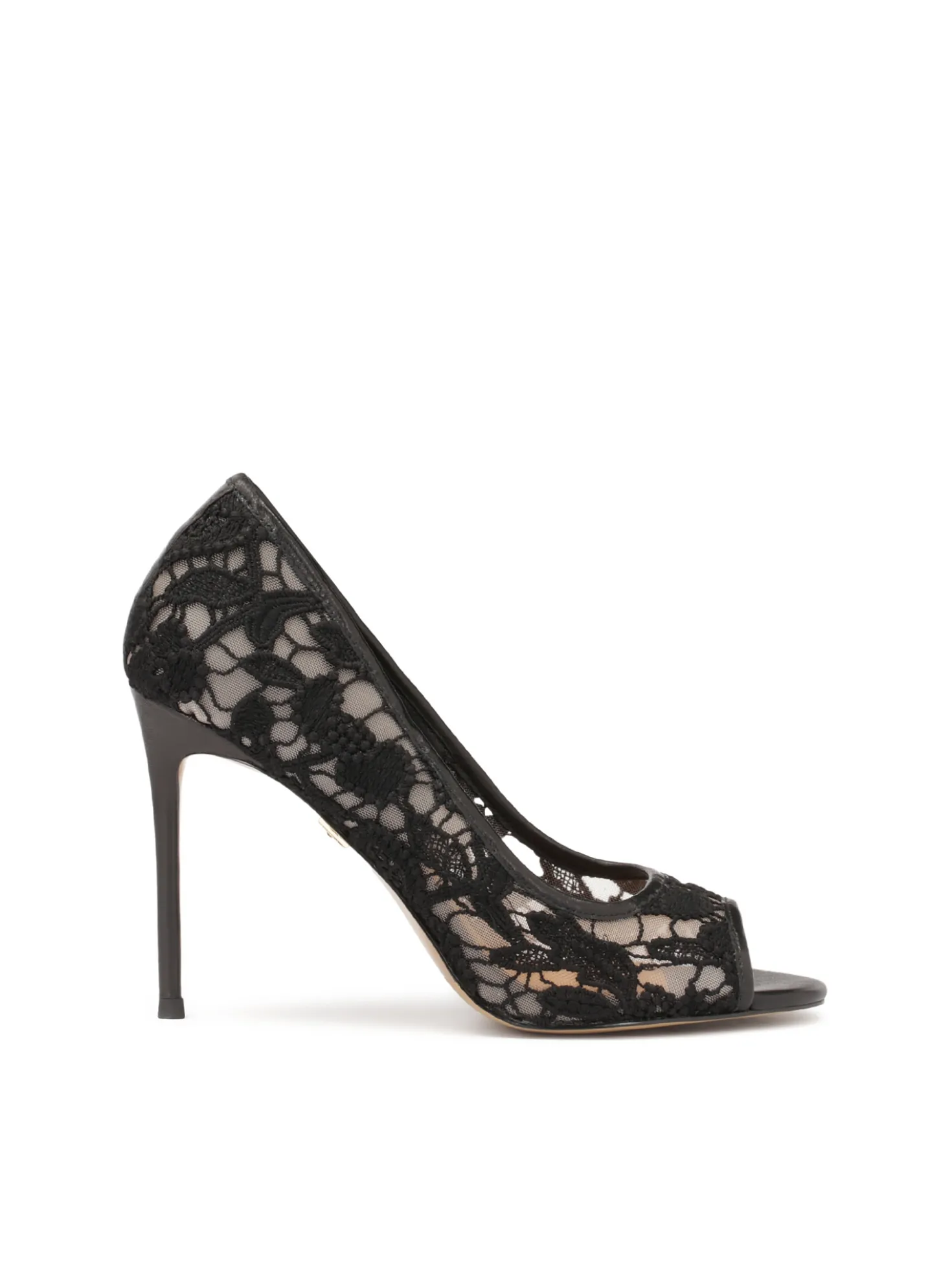 Koronkowe czółenka peep toe