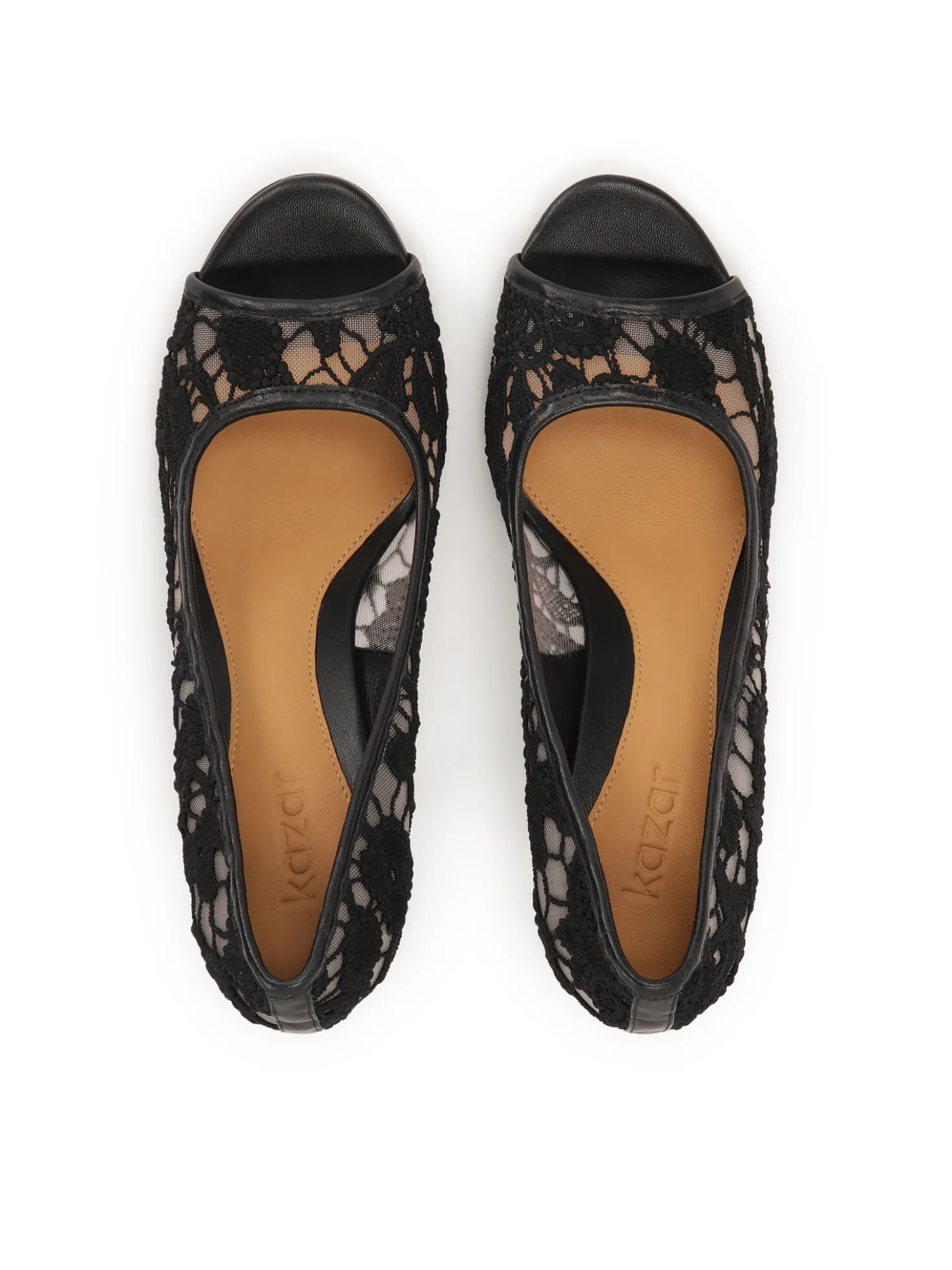 Koronkowe czółenka peep toe