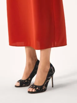 Koronkowe czółenka peep toe