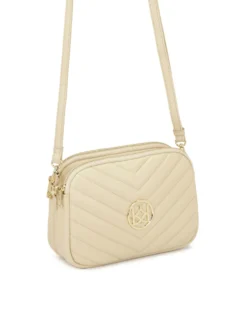 Kremowa torebka crossbody z dużym monogramem KAZAR