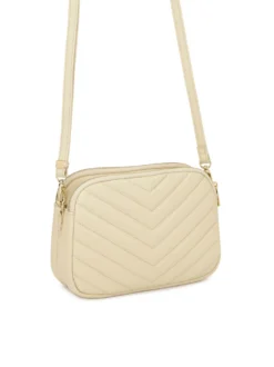 Kremowa torebka crossbody z dużym monogramem KAZAR