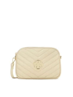 Kremowa torebka crossbody z dużym monogramem KAZAR