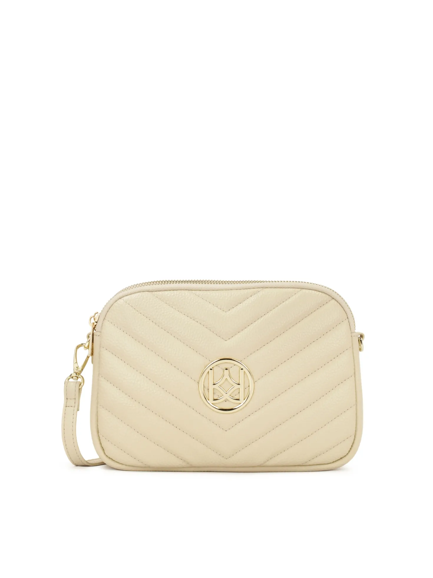 Kremowa torebka crossbody z dużym monogramem KAZAR