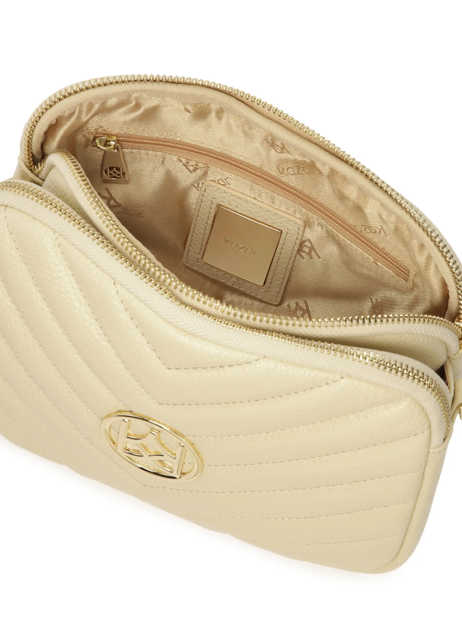 Kremowa torebka crossbody z dużym monogramem KAZAR