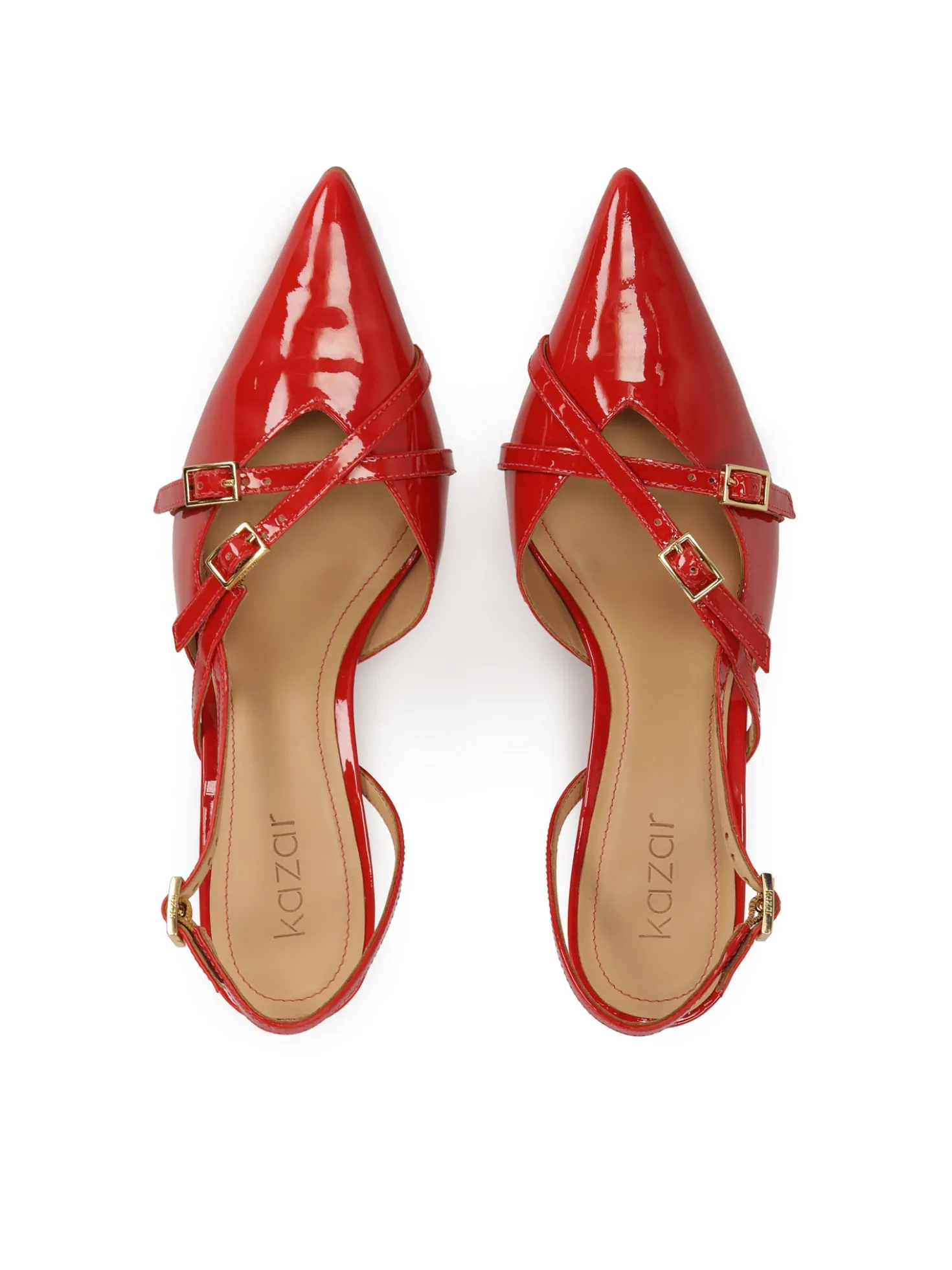 Lakierowane czerwone czółenka slingback