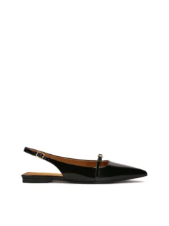 Lakierowane płaskie czółenka slingback