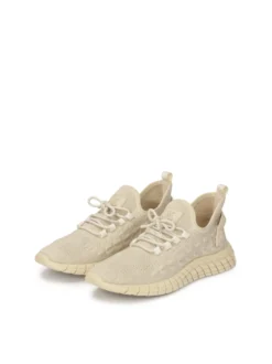 Lekkie beżowe sneakersy męskie z tkaniny