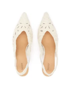 Ślubne czółenka slingback z haftowaną cholewką