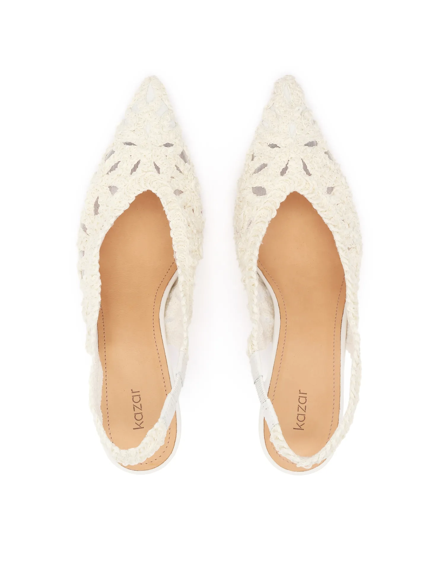 Ślubne czółenka slingback z haftowaną cholewką
