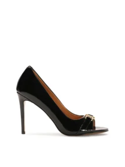 Luksusowe czarne czółenka peep toe