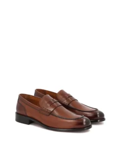 Luksusowe loafersy z brązowej skóry naturalnej