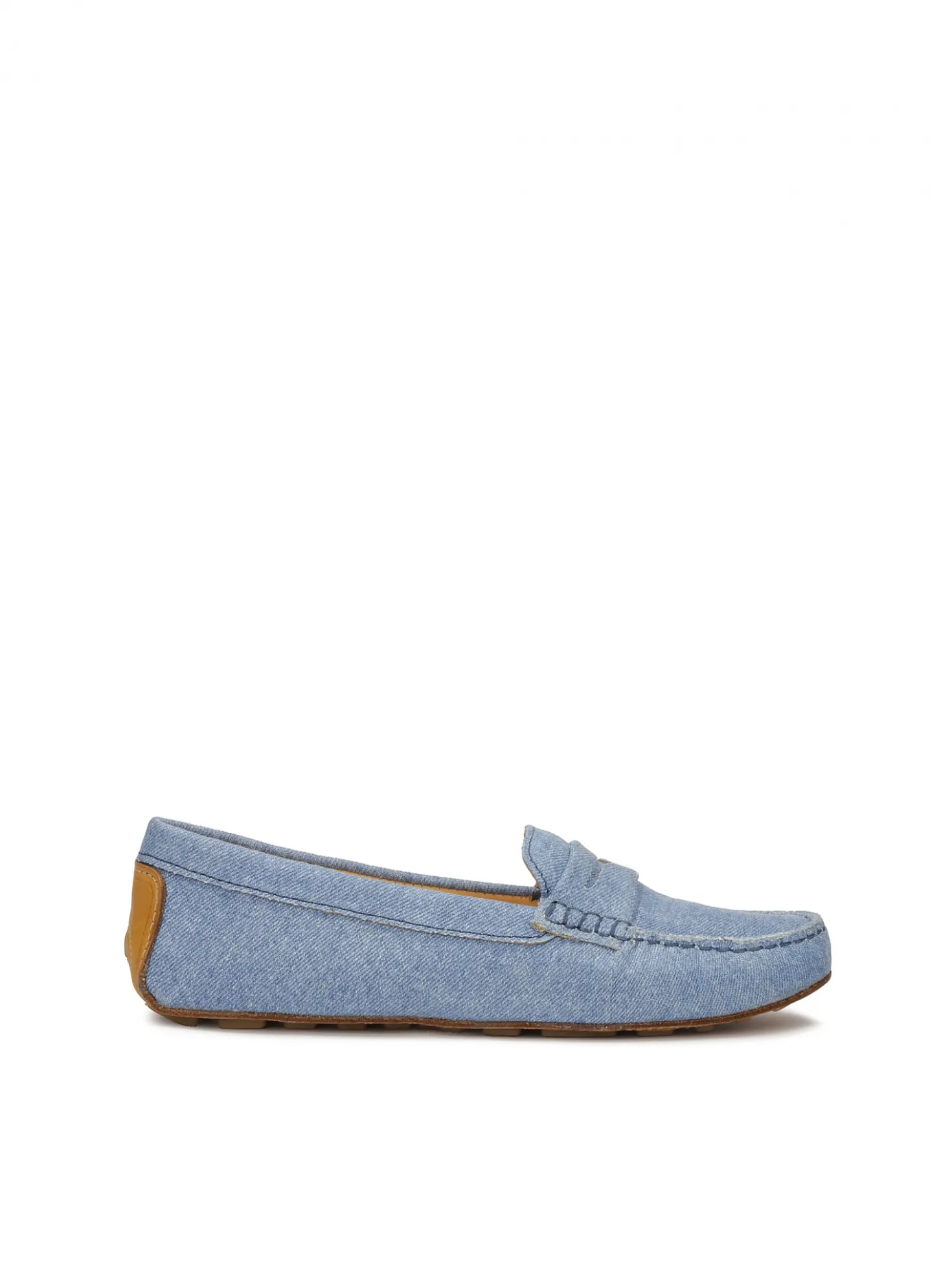 Mokasyny z niebieskiej tkaniny typu denim