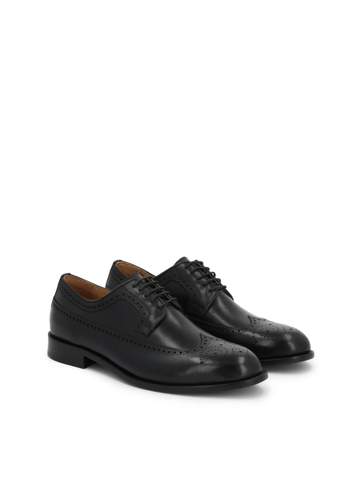 Męskie czarne półbuty brogues ze skóry naturalnej