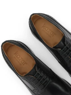 Męskie czarne półbuty brogues ze skóry naturalnej