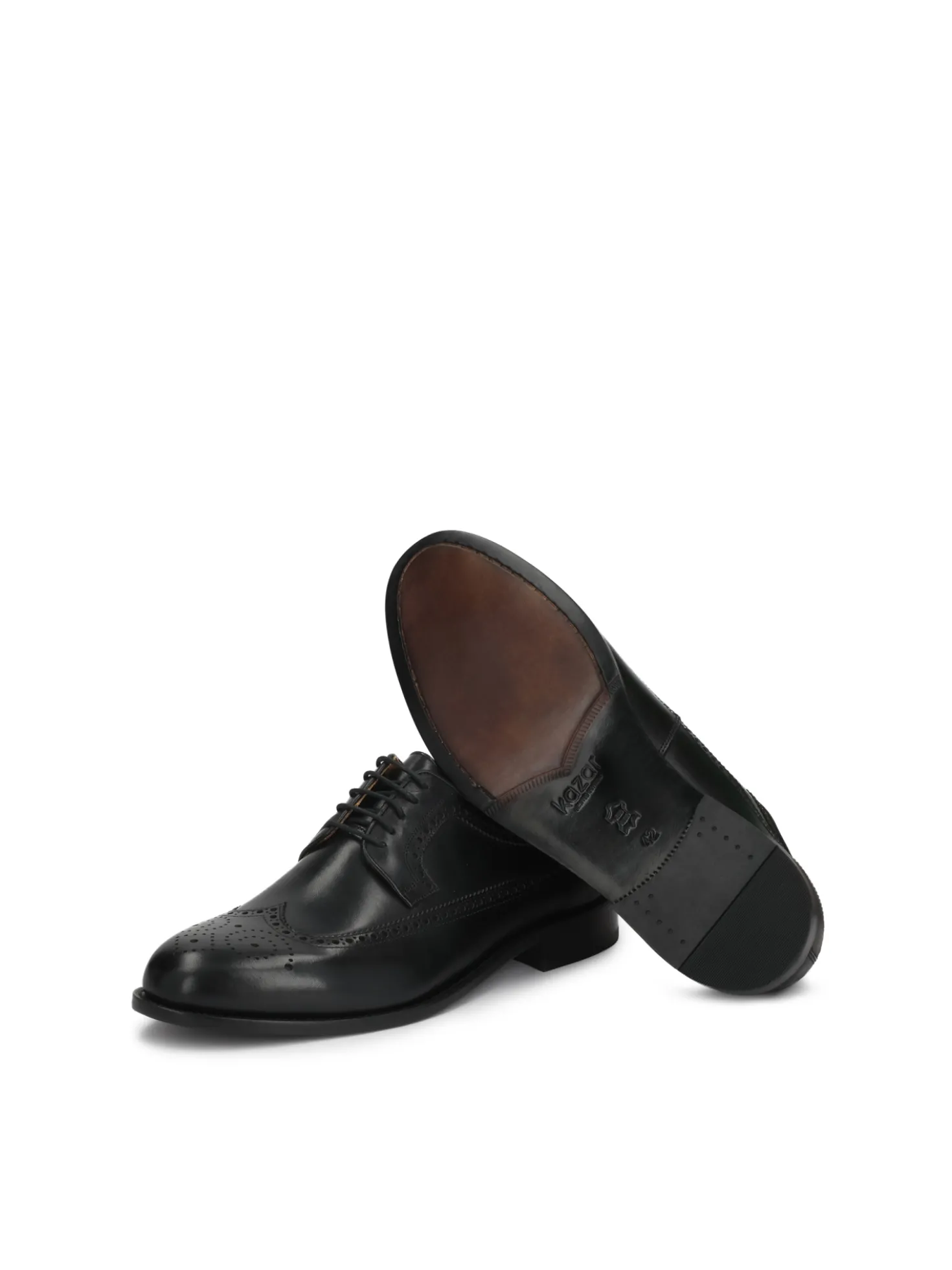 Męskie czarne półbuty brogues ze skóry naturalnej