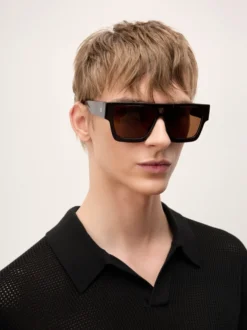 Męskie okulary przeciwsłoneczne w stylu retro z brązowymi soczewkami