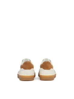 Męskie sneakersy off white ze skóry z zamszowym noskiem
