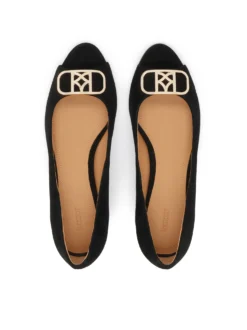 Niskie zamszowe czółenka peep toe