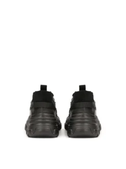 Nowoczesne czarne sneakersy damskie na grubej podeszwie