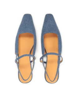 Płaskie czółenka denim z wydłużonym noskiem