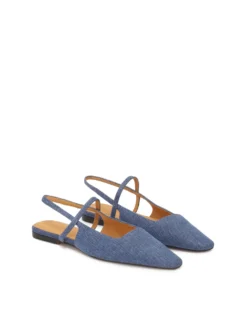 Płaskie czółenka denim z wydłużonym noskiem