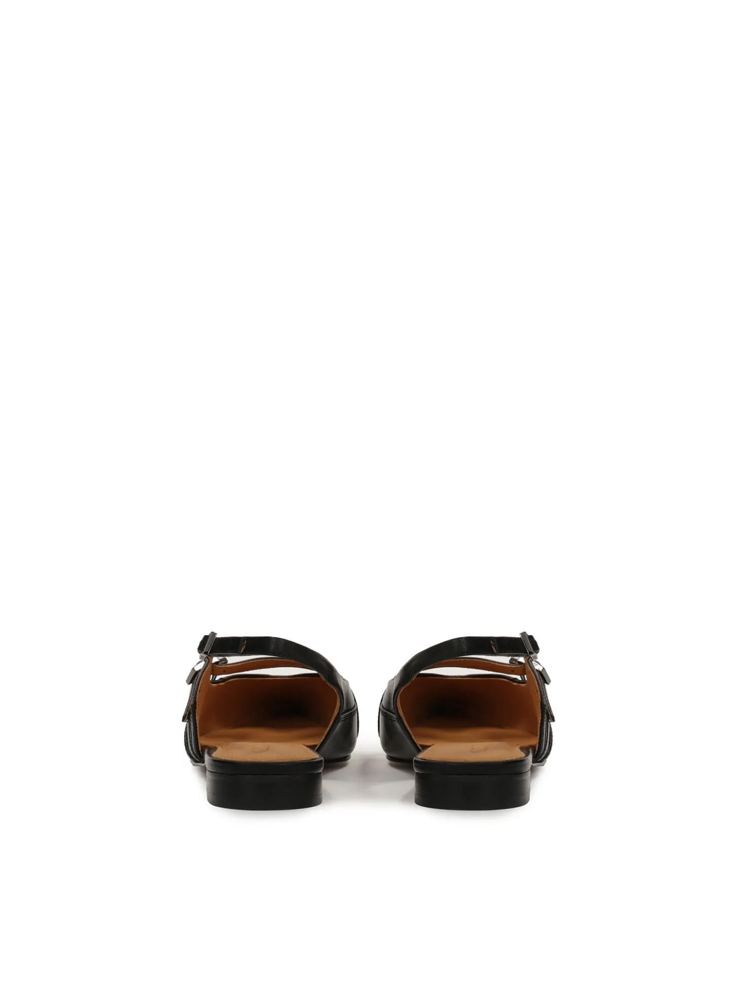 Płaskie czółenka slingback z czarnej skóry