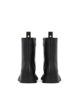 Płaskie skórzane botki z suwakiem