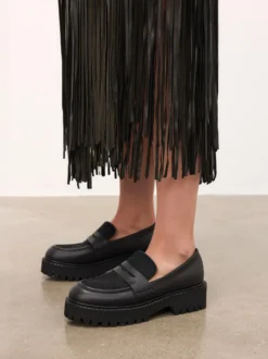 Półbuty slip-on z naturalnym włosiem