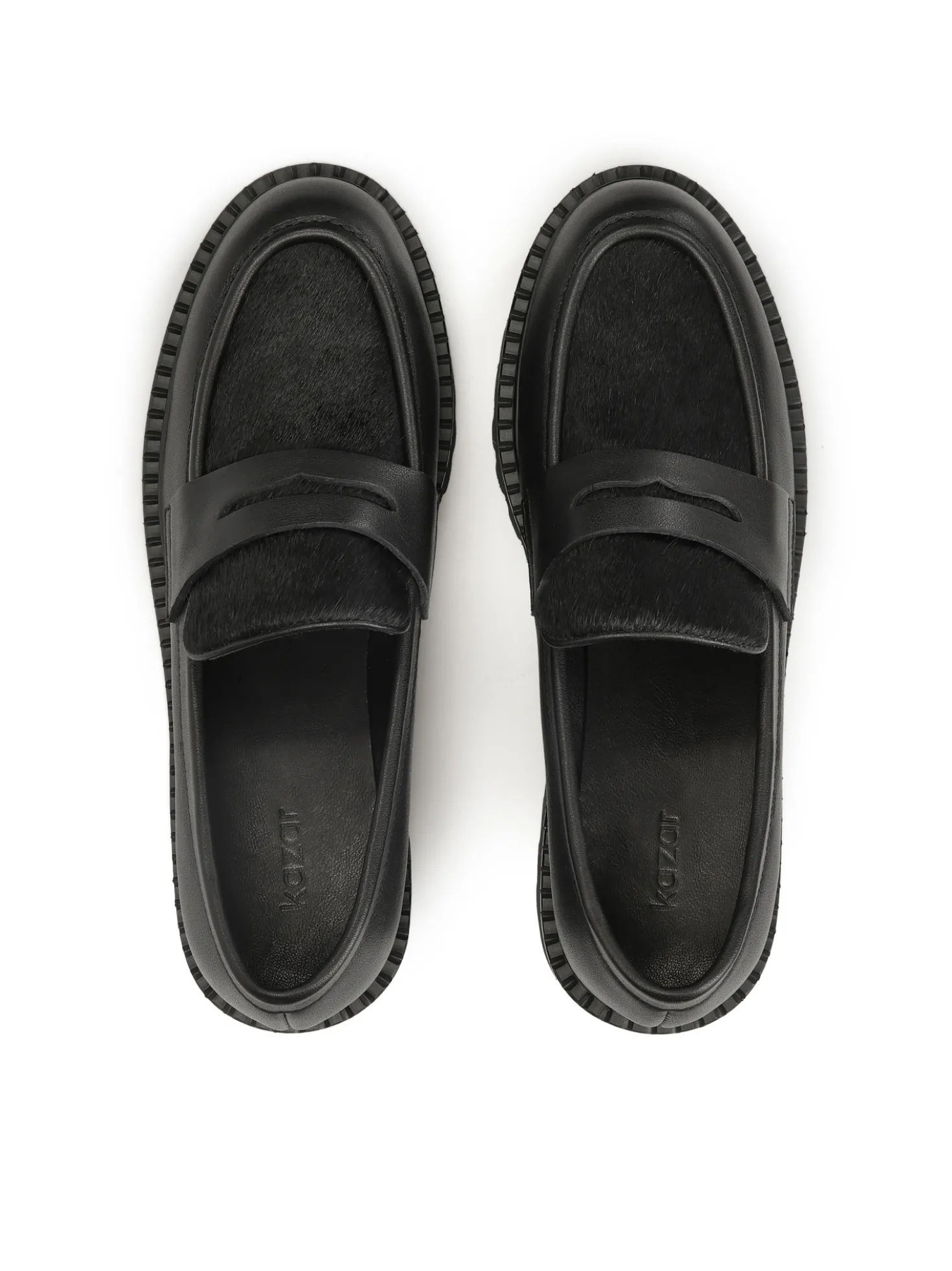 Półbuty slip-on z naturalnym włosiem