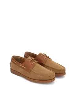 Półbuty typu boat shoes z zamszu i skóry