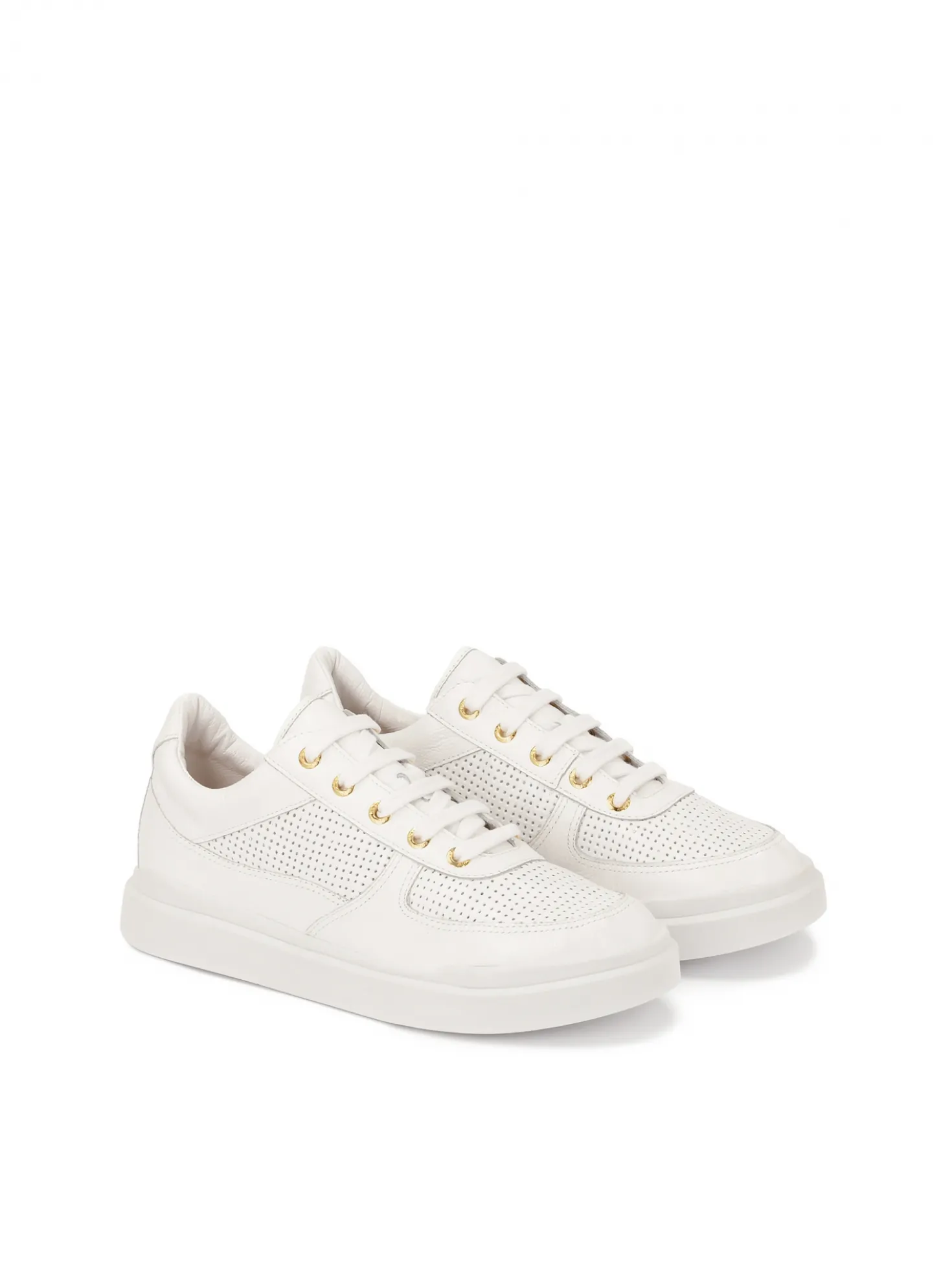 Perforowane białe sneakersy ze skóry