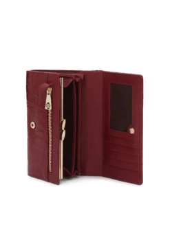 Podłużny bordowy portfel z lakierowanej skóry