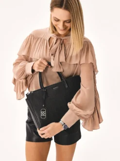 Pojemna skórzana torebka w stylu biznesowym