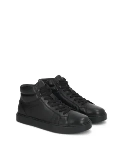 Ponadczasowe wysokie sneakersy z czarnej skóry