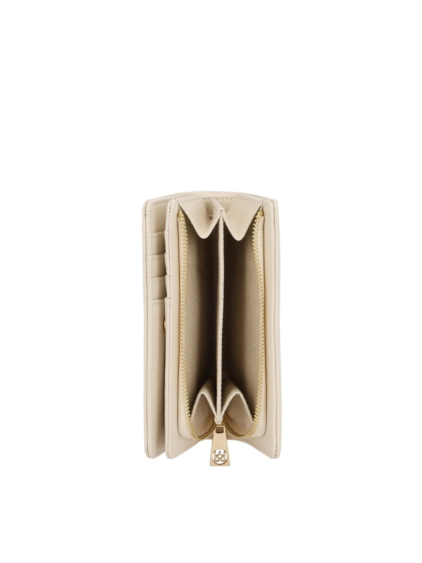 Portfel ze skóry w odcieniu złamanej bieli z subtelnym tłoczeniem